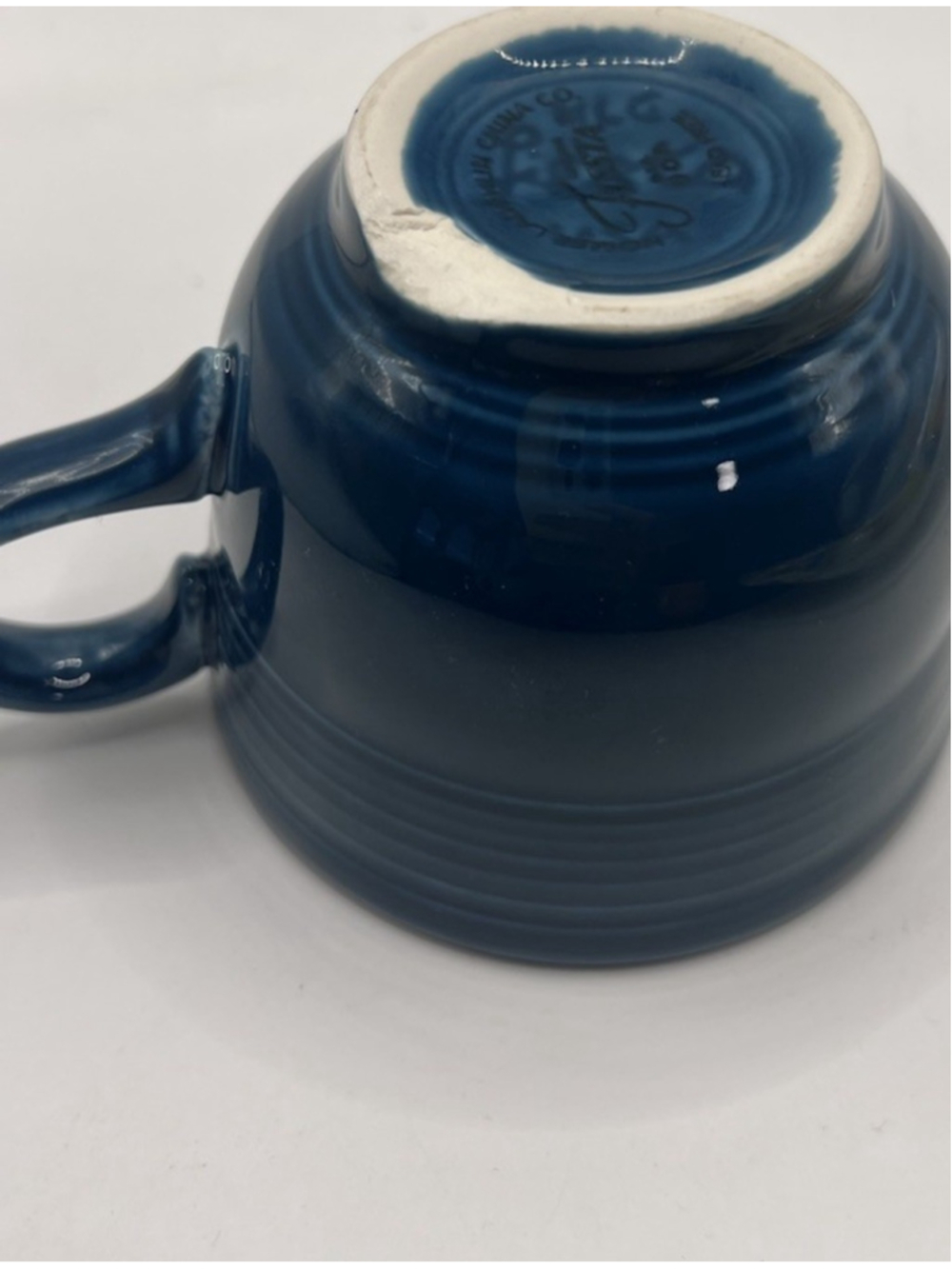 Fiestaware Coffee Mugs Cups Homer Laughlin Blue Green Cobalt Peacock ~ Set of 4 - Picture 10 of 10